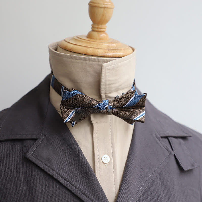 Nœud papillon polyvalent à rayures café pour homme