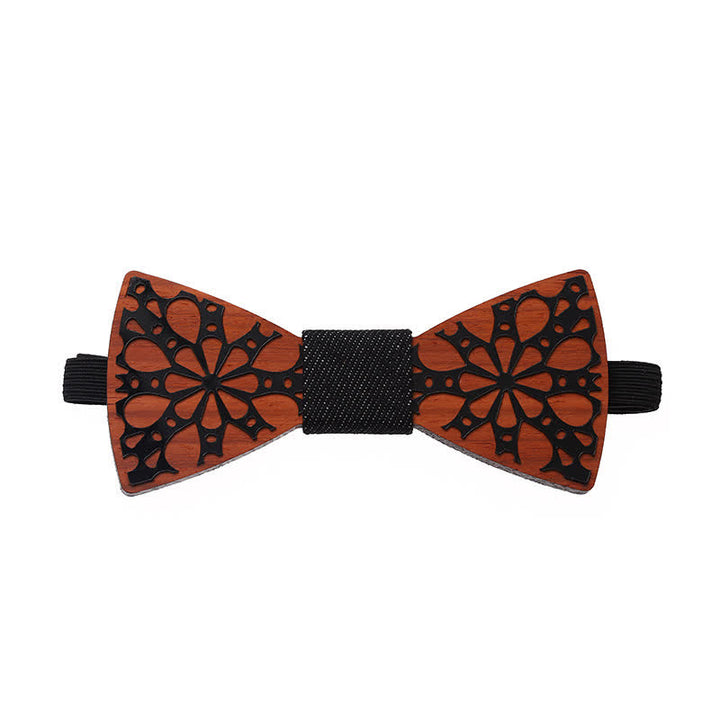Nœud papillon en bois à motif floral majestueux pour homme