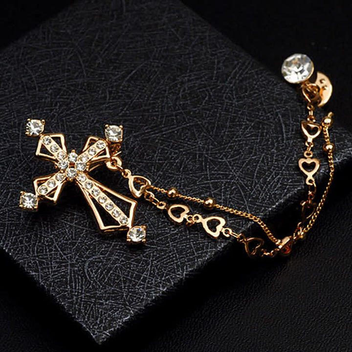 Broche en strass avec croix et pompons nobles pour homme