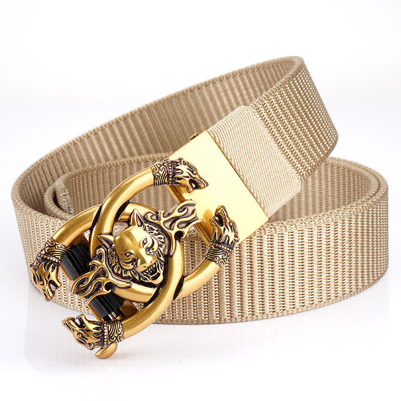 Ceinture en nylon pour homme avec loups féroces en flammes