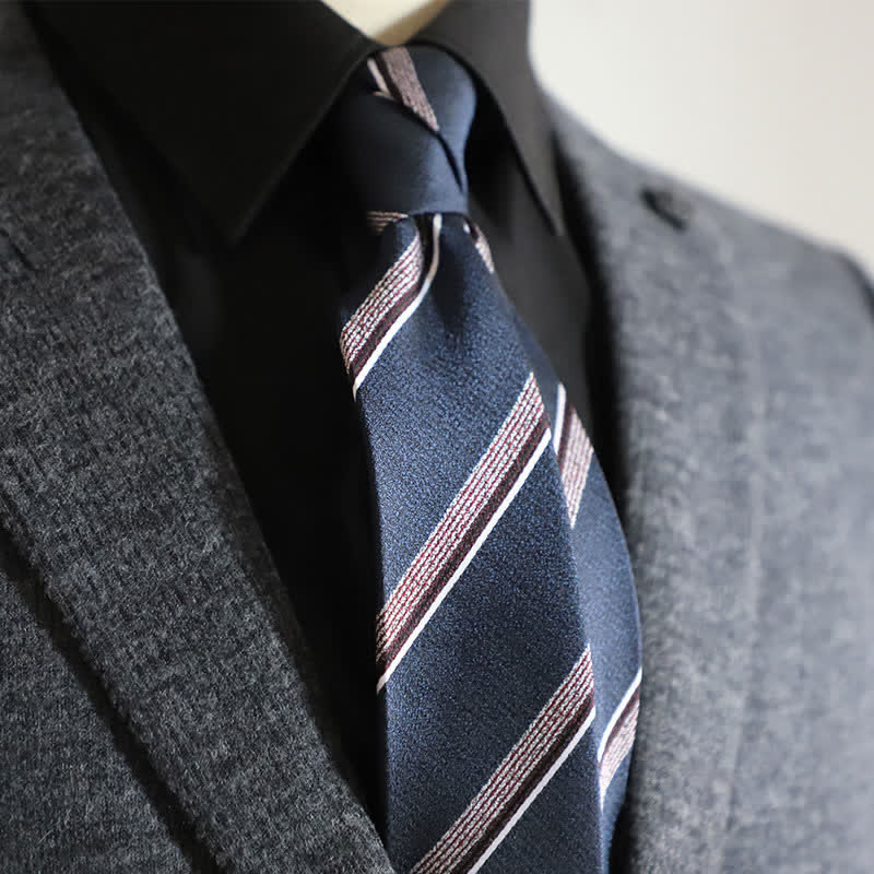 Cravate classique à rayures pour homme - Marine - image 0