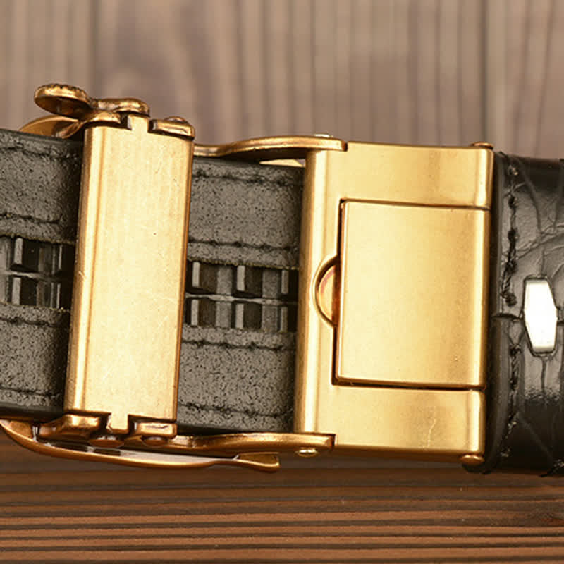 Ceinture en cuir à motif alligator cobra bouclé pour homme