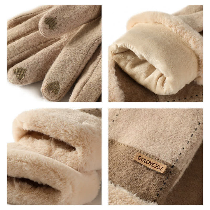 Gants en peluche doux et confortables pour écran tactile en forme de cœur pour femmes