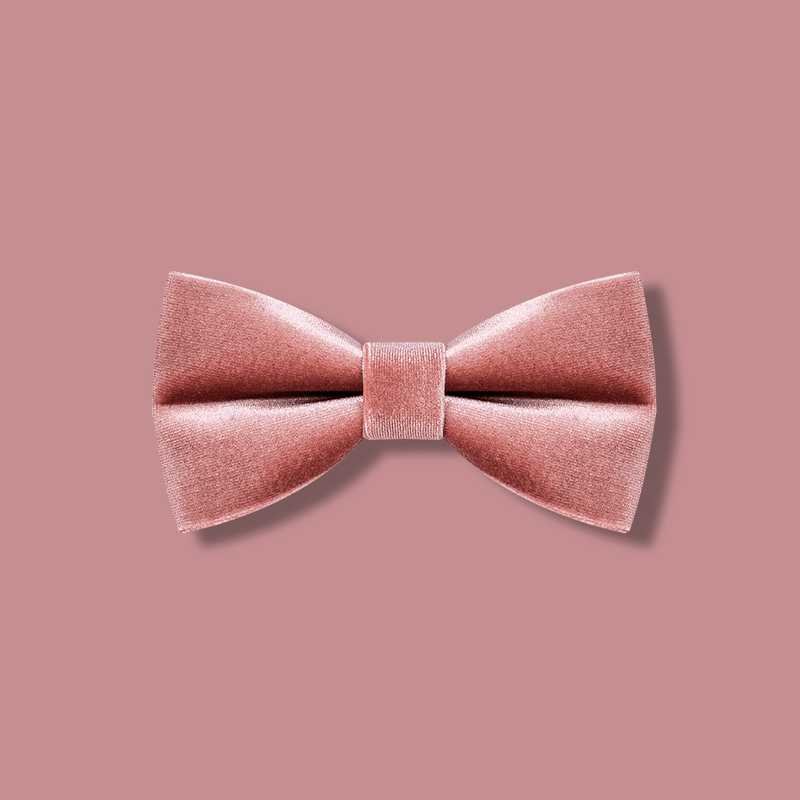 Nœud papillon en velours de couleur unie rose poudré pour homme
