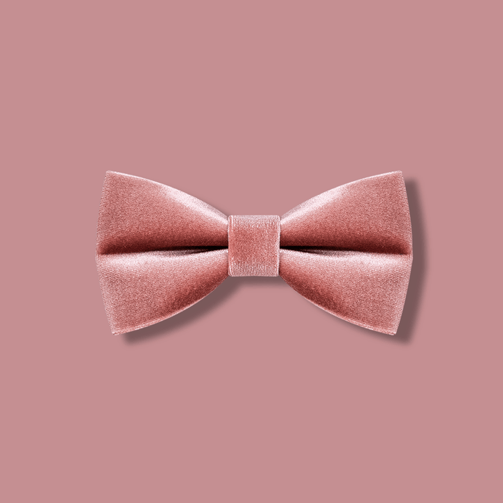 Nœud papillon en velours de couleur unie rose poudré pour homme