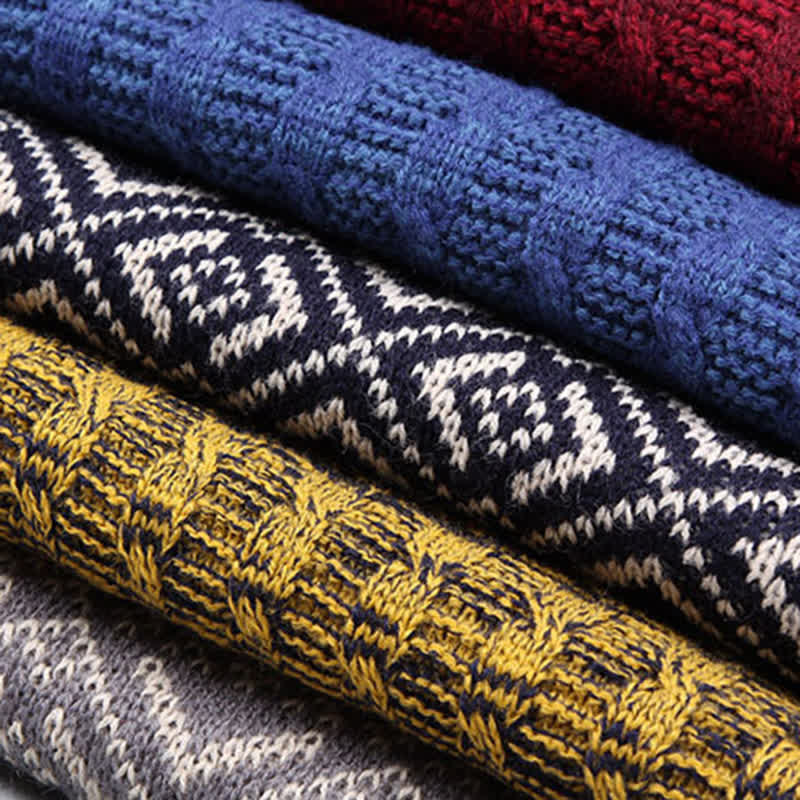 Écharpe en tricot à motif argyle pour homme avec blocs de couleurs
