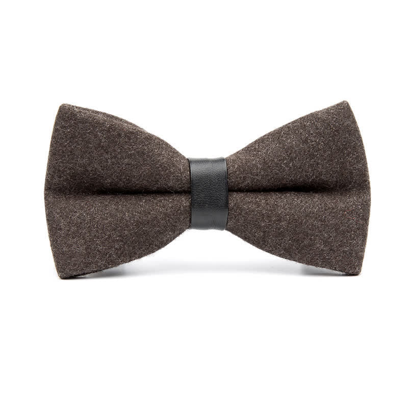 Noeud papillon en laine vintage de couleur unie pour homme