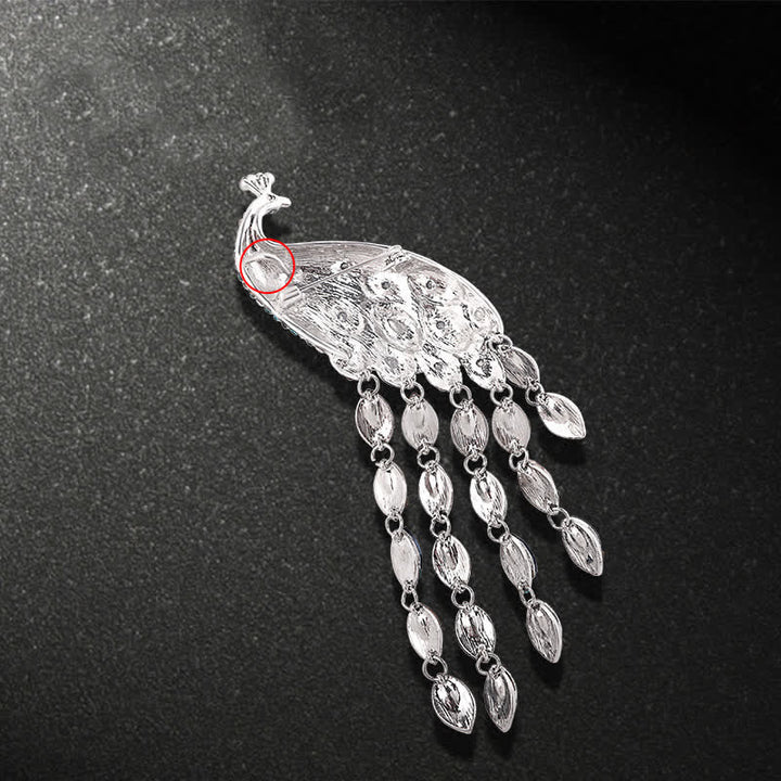 Broche à franges en forme de paon Grazioso pour femme