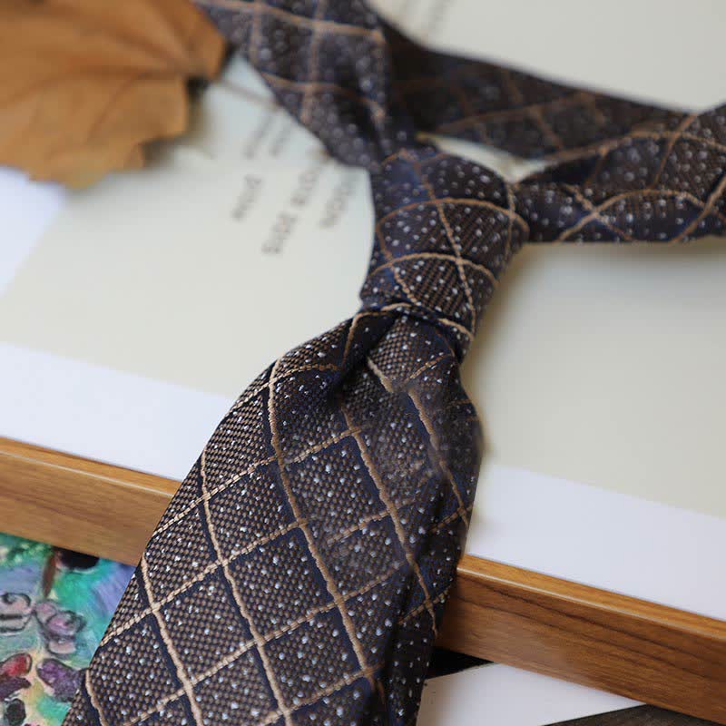 Cravate à rayures pour homme, série couleurs café, motif cachemire