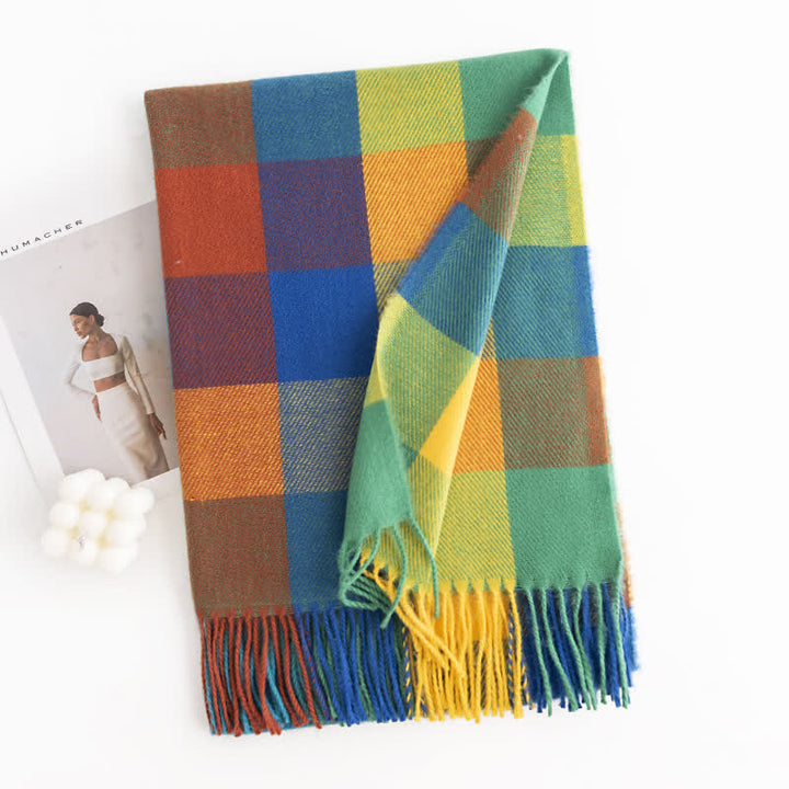 Écharpe à franges aux couleurs vives pour femme - Jaune et Vert - image 12