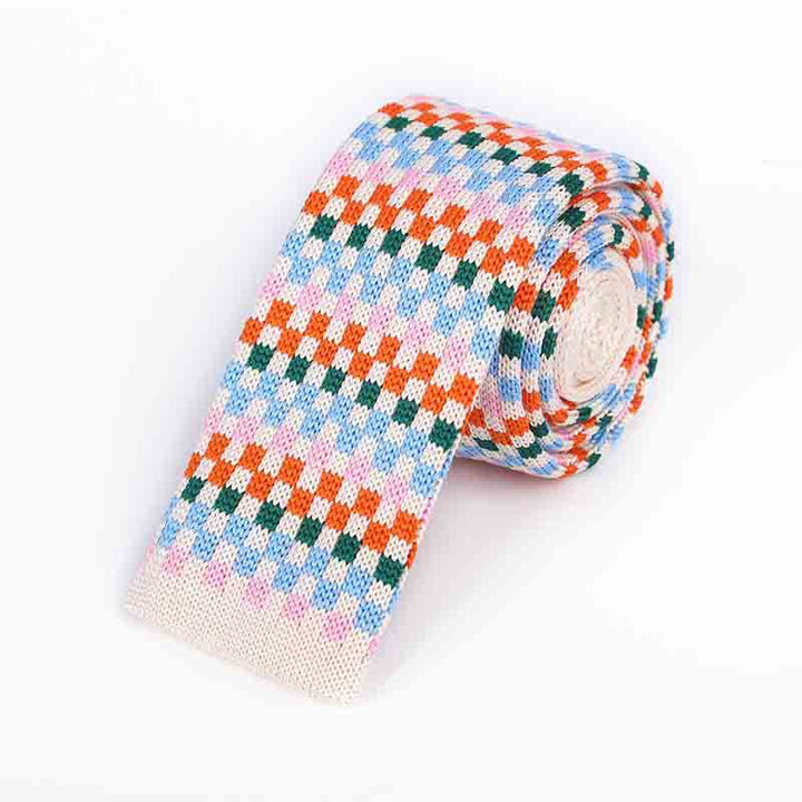 Cravate tricotée carrée colorée à pixels pour hommes