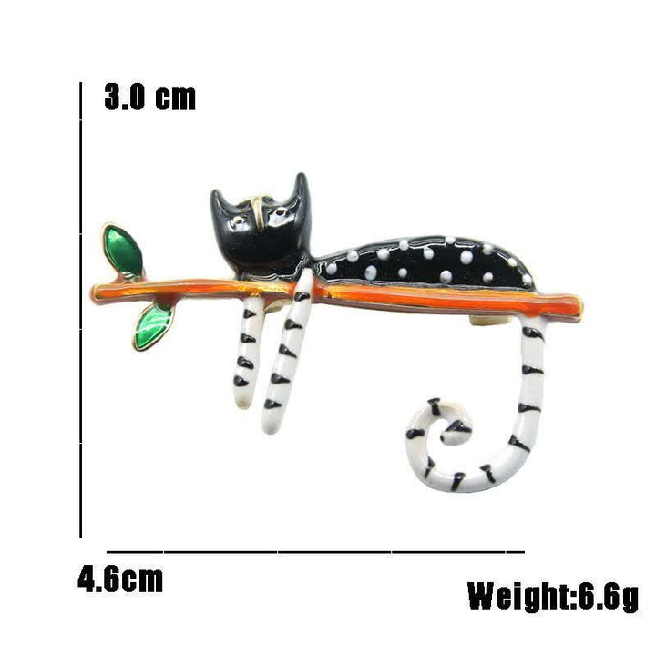 Broche chat à pois pour femme Lazy Kitten