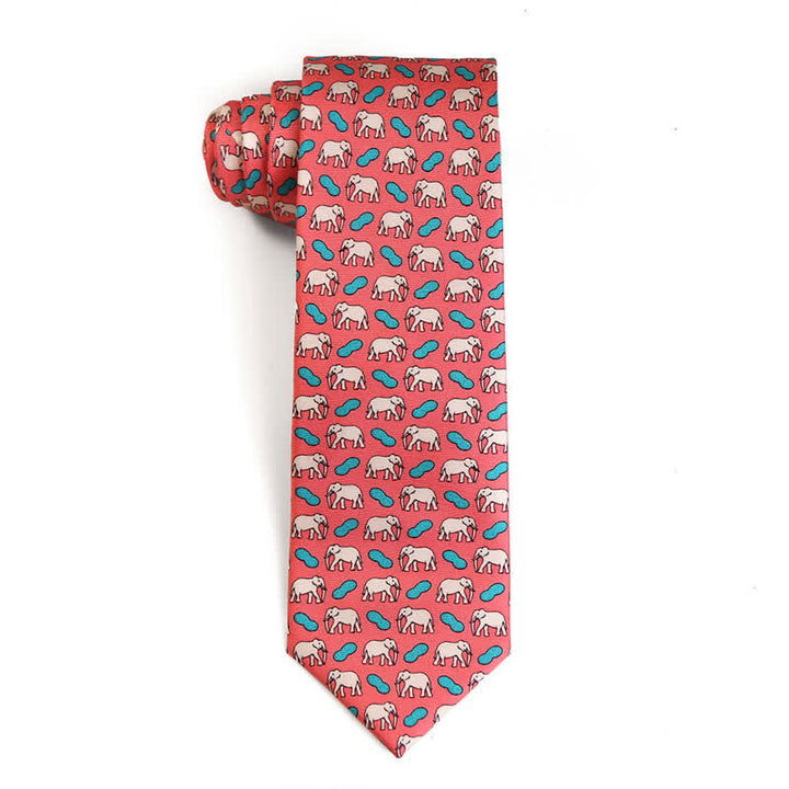 Cravate en soie pure pour homme avec motifs d'animaux dansants