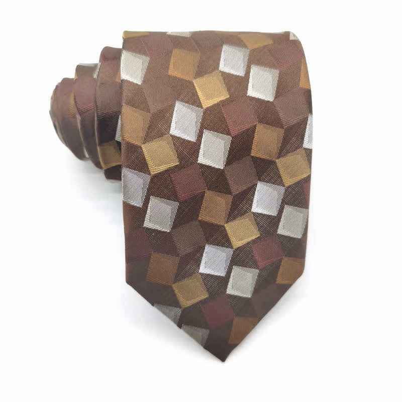 Cravate carrée en pure soie à motif géométrique coloré pour homme