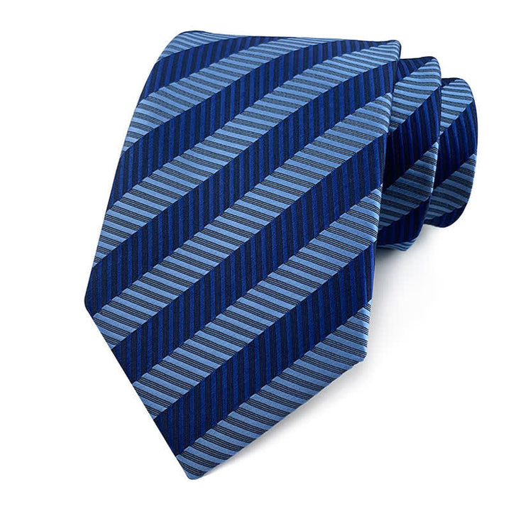 Cravate de bureau traditionnelle à rayures Repp pour homme - Bleu marine et bleu clair - image 18