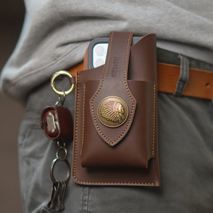 Sac ceinture rétro en laiton avec bouton pression magnétique pour téléphone portable