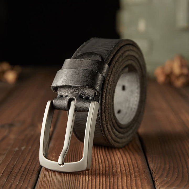 Ceinture en cuir de cow-boy texturée classique pour homme - Noir - 46 - image 10