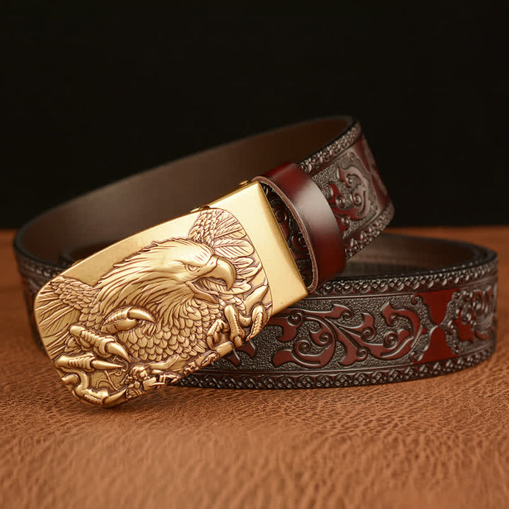 Ceinture en cuir véritable avec boucle aigle pour homme