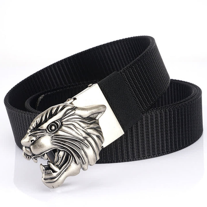 Ceinture en nylon à tête de tigre rugissante pour homme