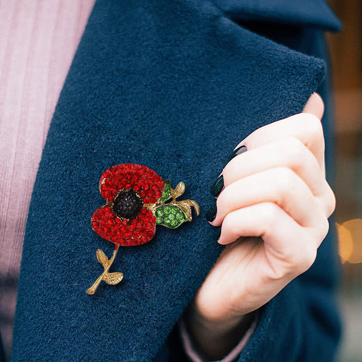 Broche pour femme en forme de coquelicot et de carthame