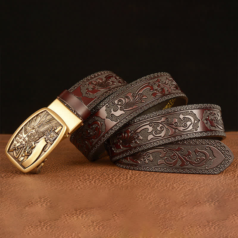 Ceinture en cuir pour homme avec drapeau américain et aigle faucon