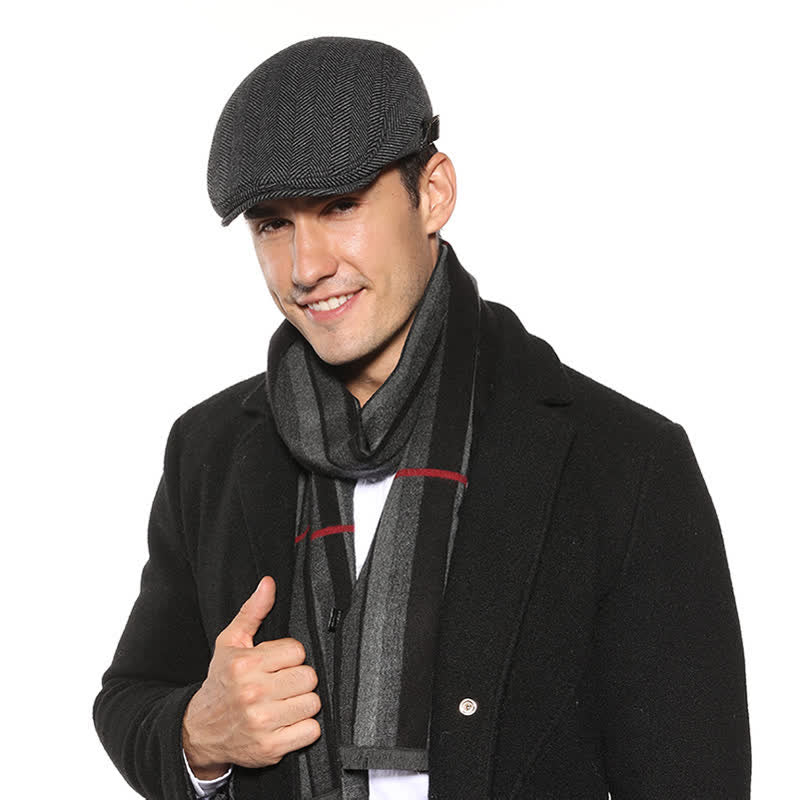 Béret plat en cuir avec boucle réglable