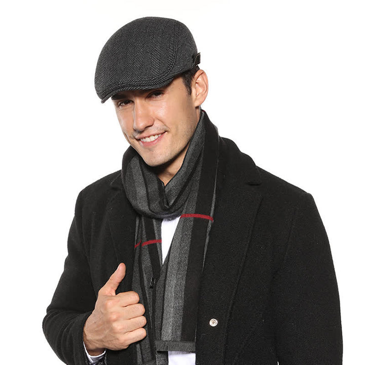 Béret plat en cuir avec boucle réglable