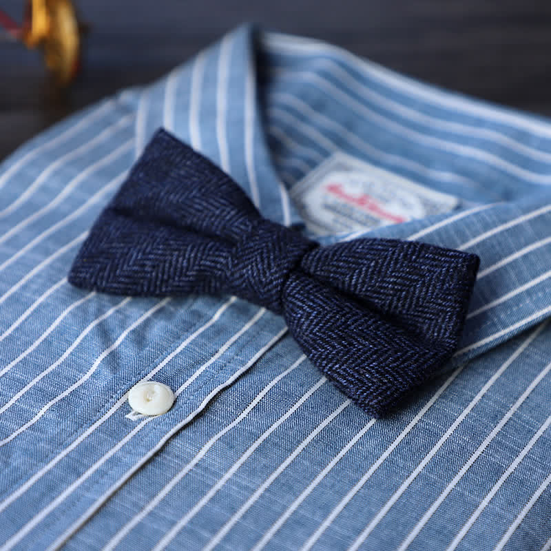 Nœud papillon simple en tweed de laine mélangée pour homme