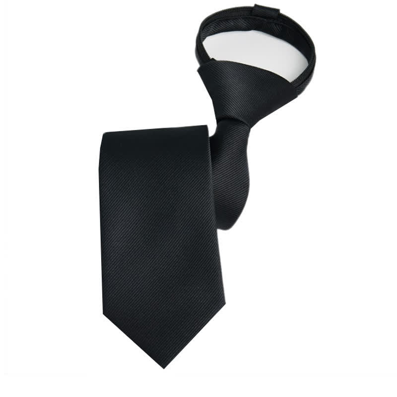 Cravate ajustable à fermeture éclair de couleur unie pour homme