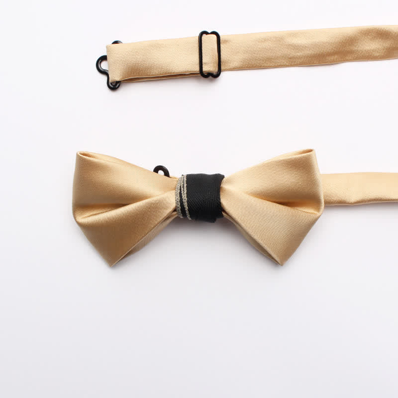 Nœud papillon classique brillant de couleur unie pour homme