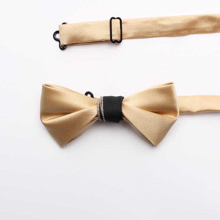 Nœud papillon classique brillant de couleur unie pour homme