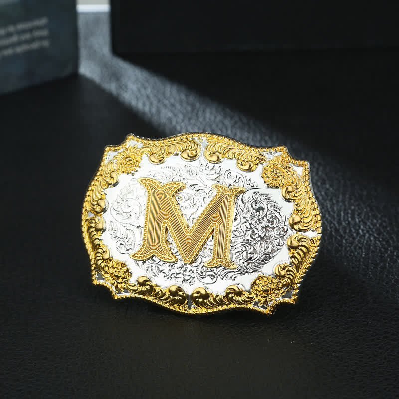Ceinture en cuir pour homme avec boucle initiale dorée - M - Sans ceinture - image 1