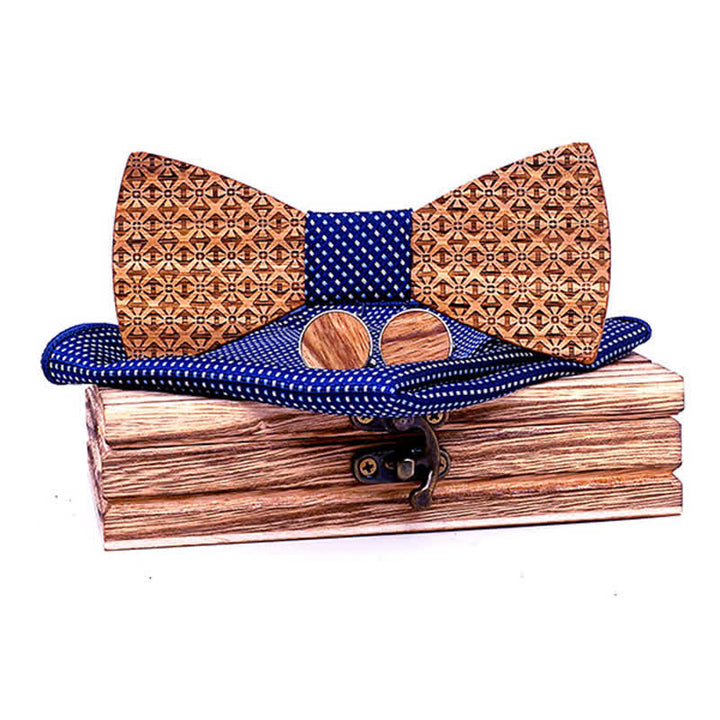 Lot de 3 nœuds papillon en bois pour homme avec flocons de neige de Noël