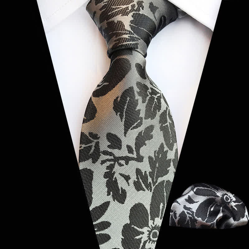 Lot de 2 cravates à motif floral pour homme avec feuilles de jardin