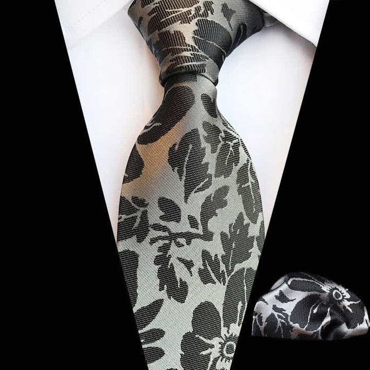 Lot de 2 cravates à motif floral pour homme avec feuilles de jardin