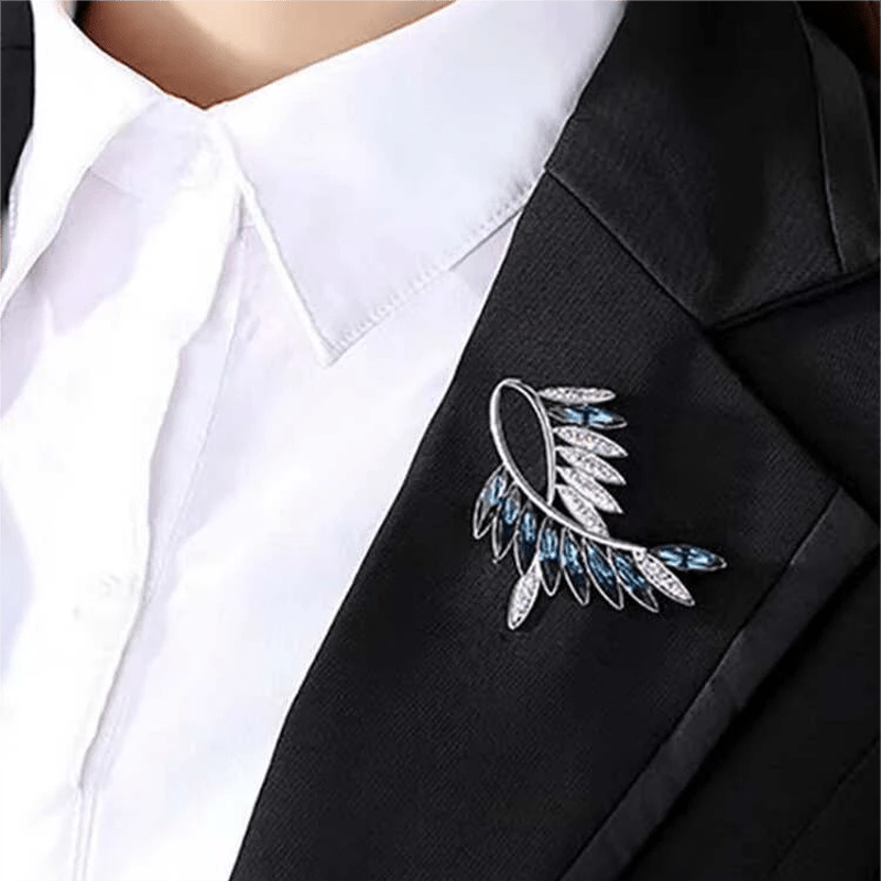 Broche en cristal pour femme en forme de branche d'olivier