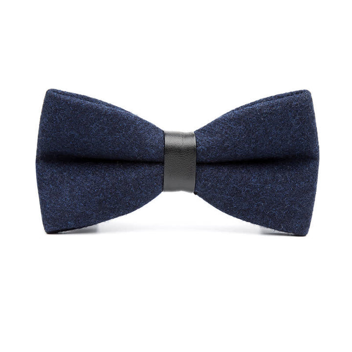 Noeud papillon en laine vintage de couleur unie pour homme