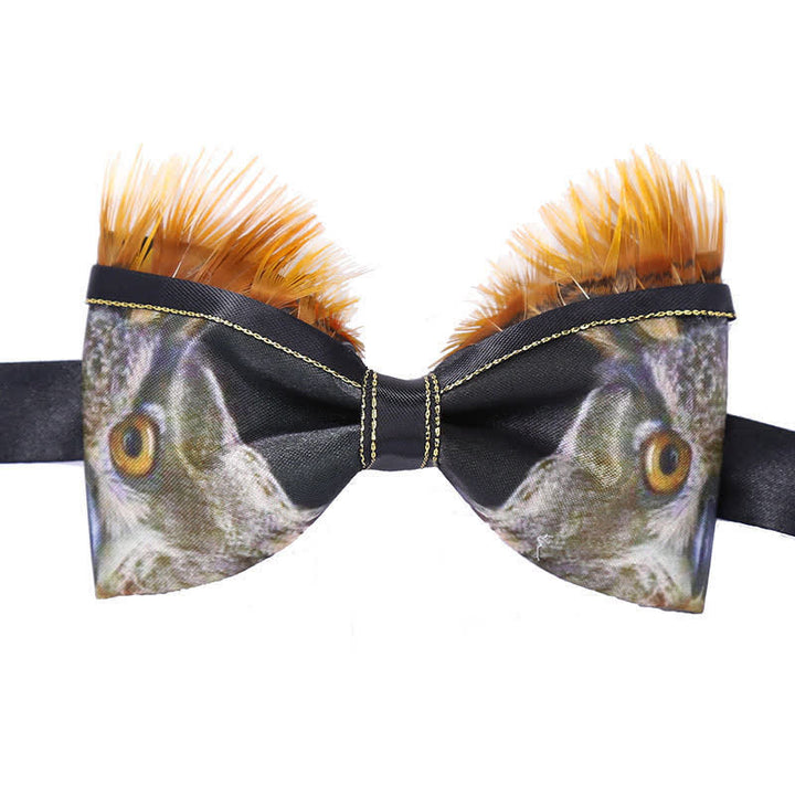 Noeud papillon drôle en plumes de hibou pour homme