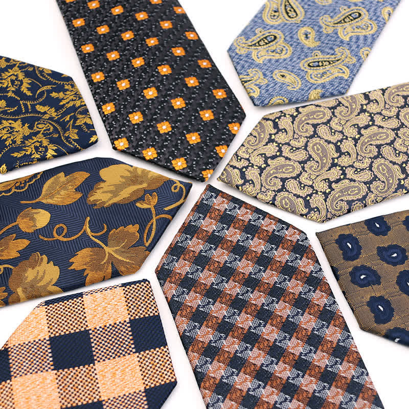 Cravate à motif cachemire pour homme, série orange et or 