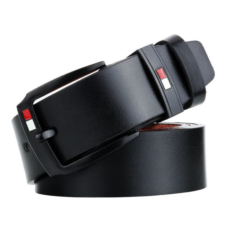Ceinture en cuir à boucle noire rétro pour homme
