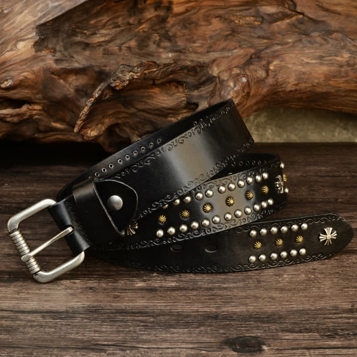 Ceinture décorative unisexe à rivets croisés de style rock