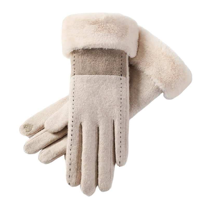 Gants en peluche doux et confortables pour écran tactile en forme de cœur pour femmes