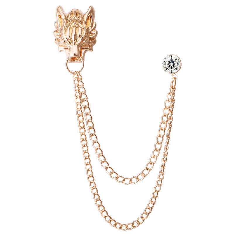 Broche chaîne pour homme représentant le loup du roi de la forêt