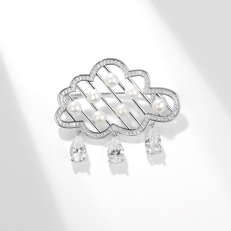 Broche en perles pour femme en forme de nuage de pluie