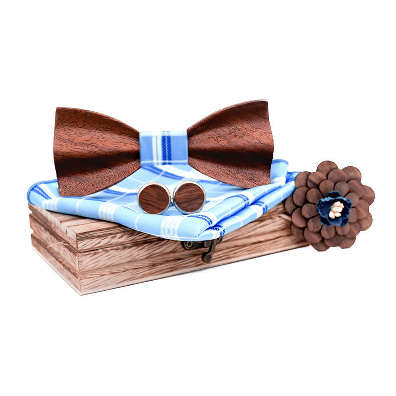 Lot de 4 noeuds papillon en bois de noyer noir pour homme