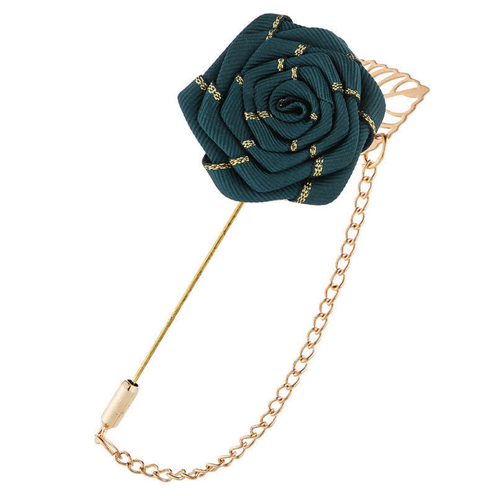 Broche chaîne camélia florale pour homme