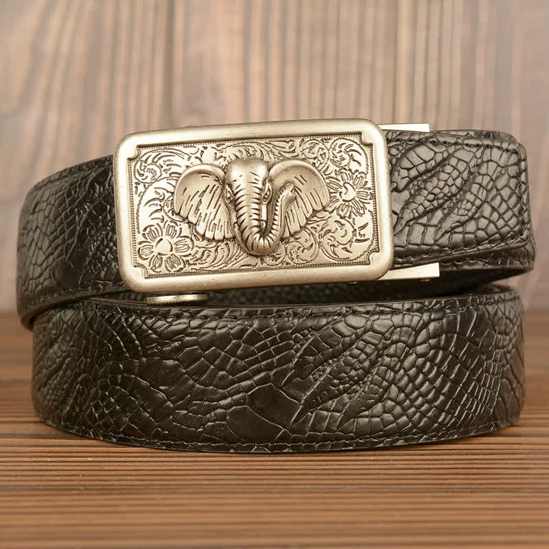 Ceinture en cuir à motif alligator éléphant punk pour homme