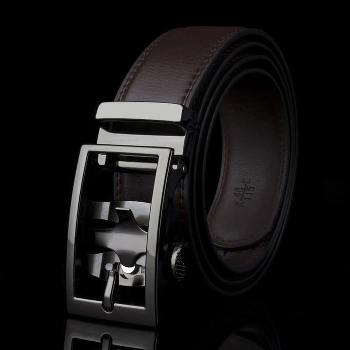 Ceinture en cuir à boucle automatique creuse sophistiquée pour homme