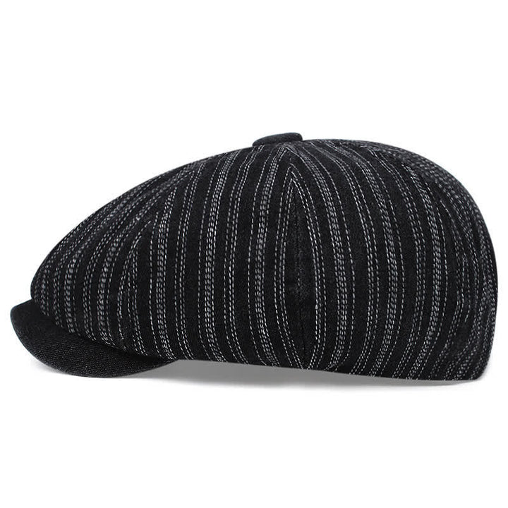 Casquette béret octogonale à rayures tendance - image 3