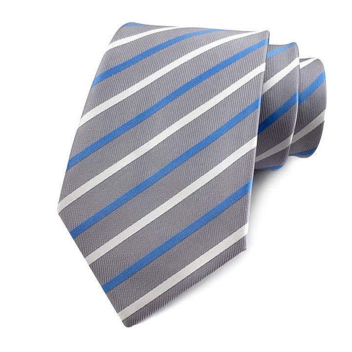Cravate de bureau traditionnelle à rayures Repp pour homme - Gris clair - image 19